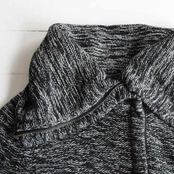 American Eagle Black Marled Foldover Knit Zip Up Sweater - Picture 5 of 7